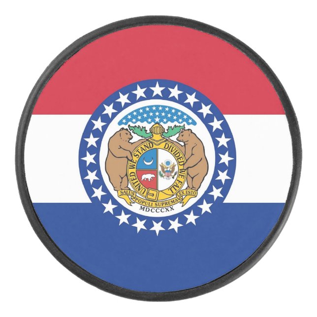Palet De Hockey Patriotique hockeyeur avec drapeau du Missouri (Devant)