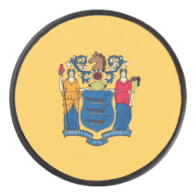 Palet De Hockey Patriotique hockeyeur avec drapeau du New Jersey (Devant)