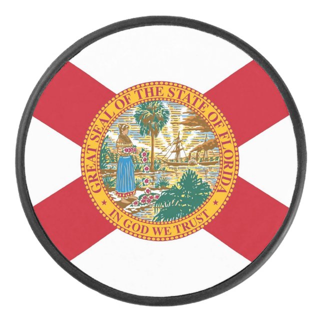 Palet De Hockey Patriotique hockeyeuse avec drapeau de Floride (Devant)