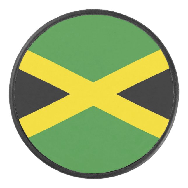 Palet De Hockey Patriotique hockeyeuse avec drapeau de la Jamaïque (Devant)