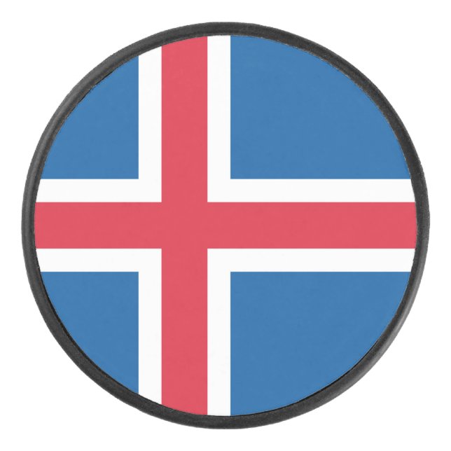 Palet De Hockey Patriotique hockeyeuse avec drapeau d'Islande (Devant)