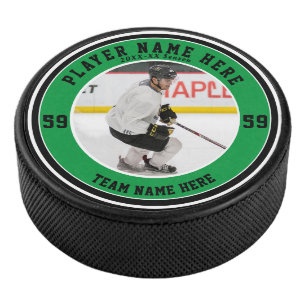 Palet De Hockey Photo personnalisée en noir vert   Ice d'équipe 