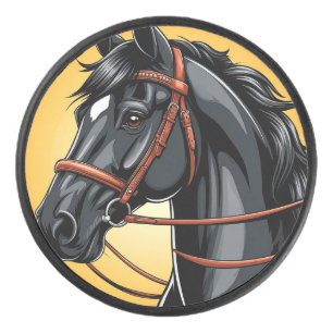 Palet De Hockey Portrait élégant de cheval noir