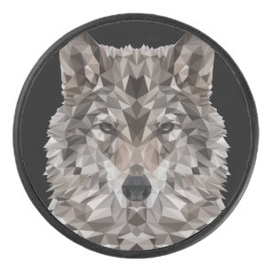 Palet De Hockey Portrait géométrique du loup gris