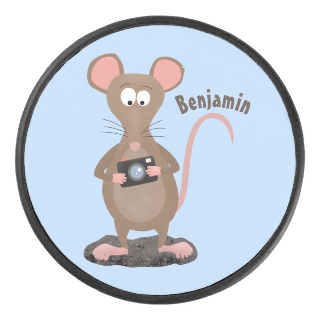 Palet De Hockey Rat drôle avec dessin animé de la caméra (Devant)
