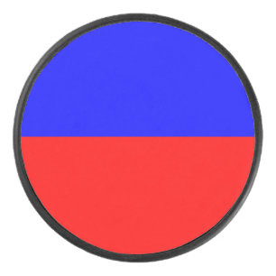 Palet de hockey rouge et bleu