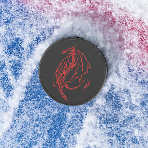 Palet De Hockey Rouge Tribal Dragon Noir