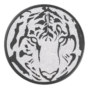 Palet De Hockey Silhouette de tigre noir et blanc