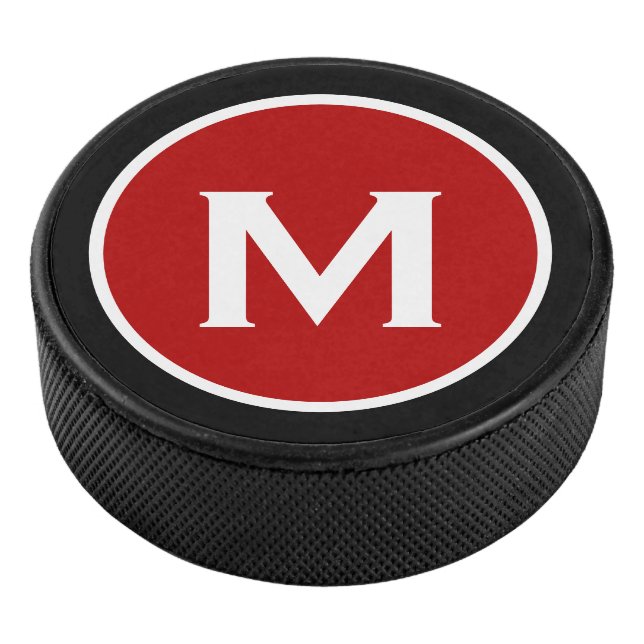 Palet De Hockey Simple Monogramme rouge noir (3/4/2016 12:00:00 AM)