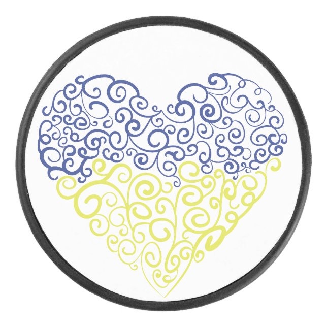 Palet De Hockey Spiral tourbillons mehandi coeur drapeau ukrainien (Devant)