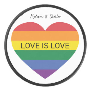 Palet De Hockey Texte personnalisé Amour arc-en-ciel