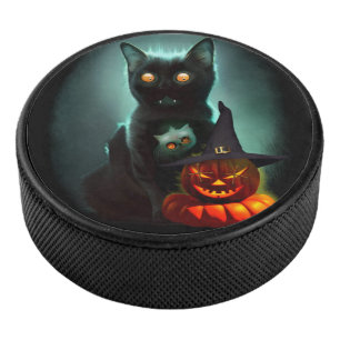 Palet De Hockey Vampire Chat et Assistant Citrouille Halloween Sur