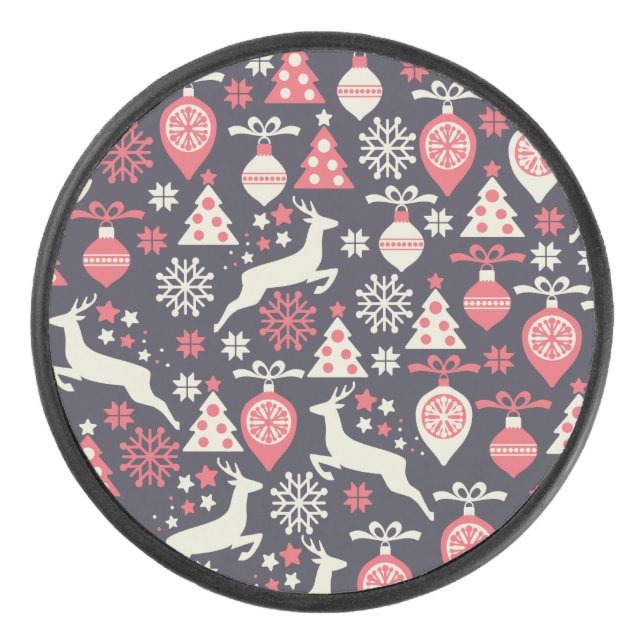Palet De Hockey Vintage Retro Noël Motif vacances (Devant)
