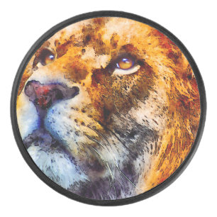 Palet De Hockey Visage de lion placide