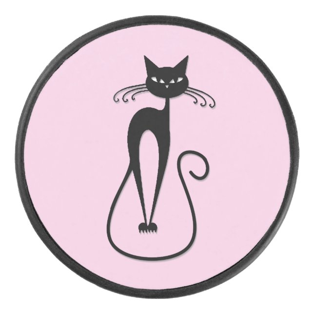 Palet De Hockey Whimsical Skinny Chat noir rose (Devant)