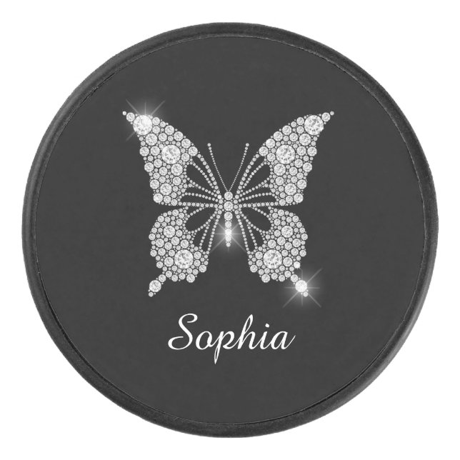 Palet De Hockey White Diamond Butterfly, DIY Script Nom, Black (Devant)