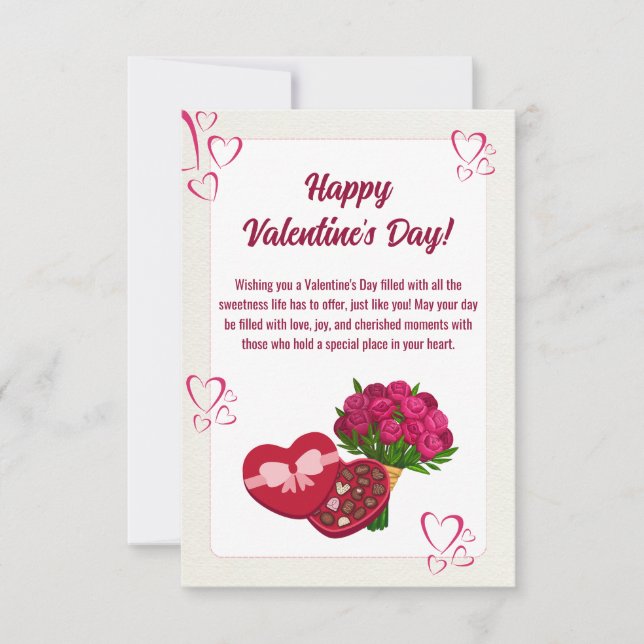 Palette der Liebe: Weißrosa Valentinstag Mitteilungskarte (Vorderseite)