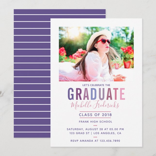 Palette Ultra Violet Graduation Party invitation (Devant / Derrière)