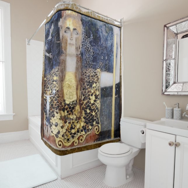 Pallas Athena von George Klimt & Gustav Klimt Duschvorhang (Beispiel)