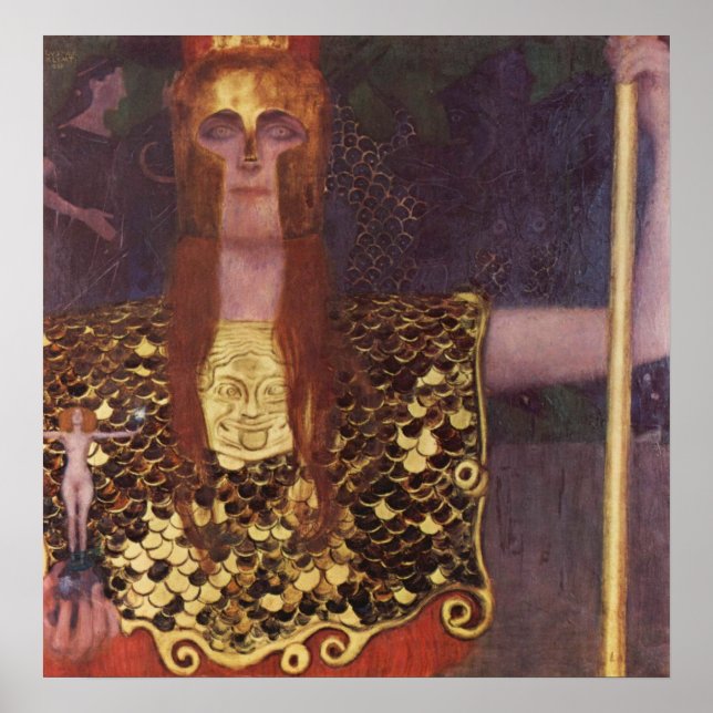 Pallas Athena von Gustav Klimt Poster (Vorne)
