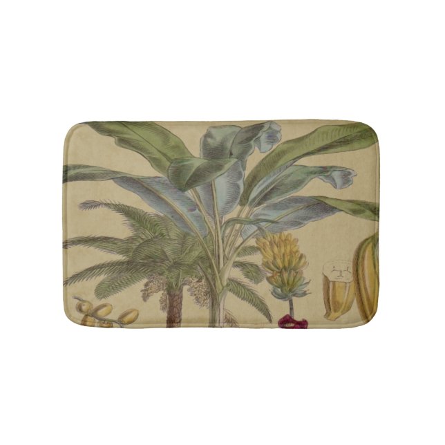 Palm Antique Tropical Frucht Botanische Kunst Badematte (Vorderseite)