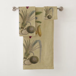 Palm Antique Tropical Frucht Botanische Kunst Badhandtuch Set