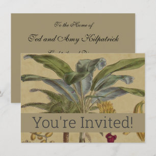 Palm Antique Tropical Frucht Botanische Kunst Einladung