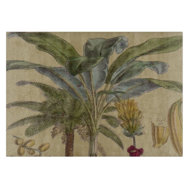 Palm Antique Tropical Frucht Botanische Kunst Schneidebrett (Vorderseite)