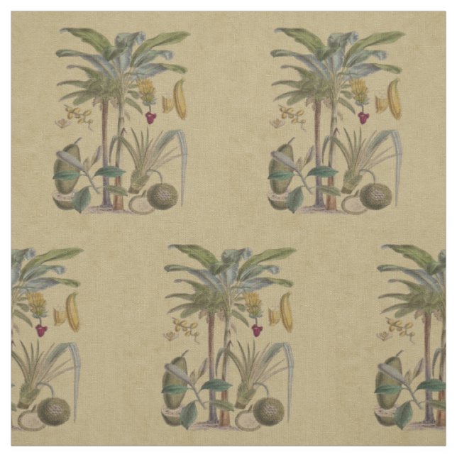 Palm Antique Tropical Frucht Botanische Kunst Stoff (Muster)