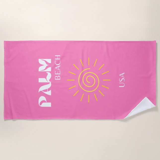 Palm Beach, Art der Reise, Preppy, Pink Strandtuch (Vorderseite)