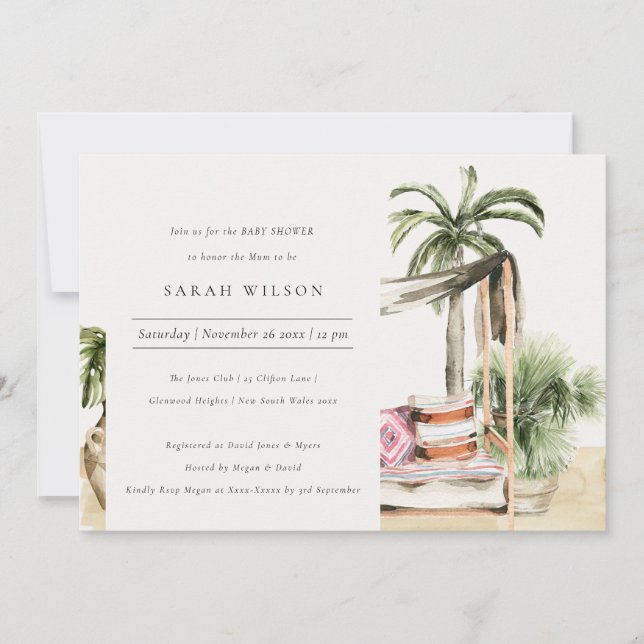 Palm Beach Baby shower tropical Cabana Invitation (Devant)