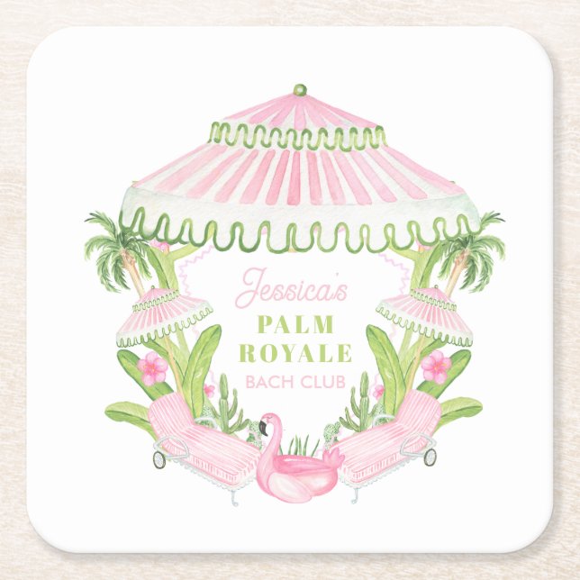 Palm Beach Cabana Bach Club | Bachelorette  Rechteckiger Pappuntersetzer (Vorderseite)