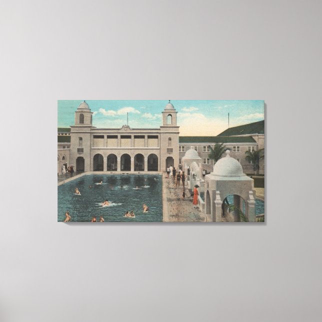 Palm Beach, FL - Außenansicht Pool & Casino Leinwanddruck (Vorderseite)