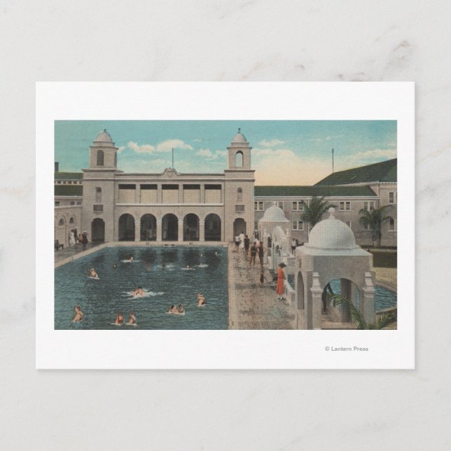 Palm Beach, FL - Außenansicht Pool & Casino Postkarte (Vorderseite)
