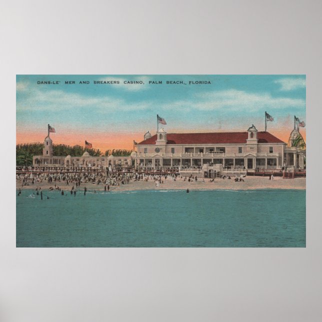 Palm Beach, FL - Oceanview des Breakers Casin Poster (Vorne)