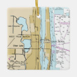 Palm Beach Florida Nautic Chart Keramikornament<br><div class="desc">Palm Beach und West Palm Beach Florida Weihnachtsschmuck mit NOAA nautical chart.</div>