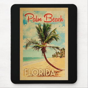Palm Beach Florida Palm Tree Beach Vintage Travel Mousepad