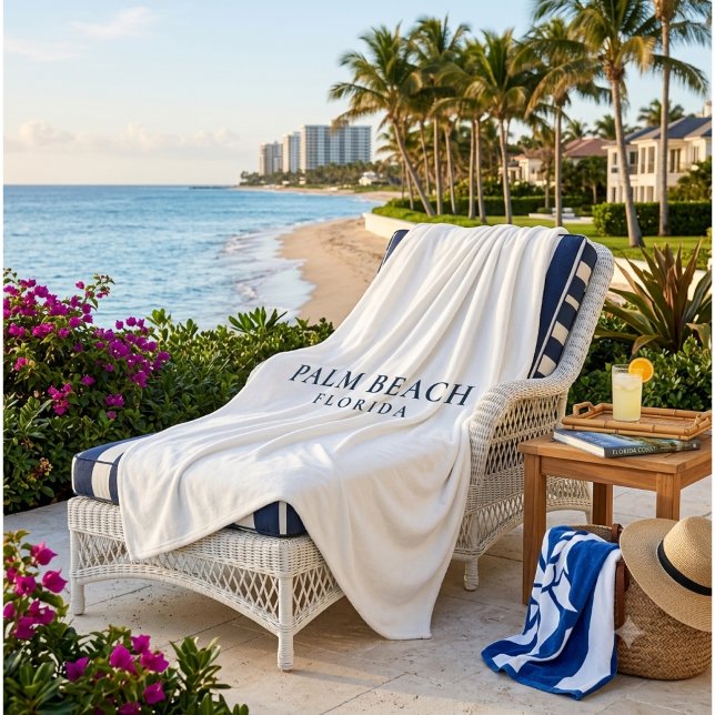 Palm Beach Florida - Vornehm-Küstlerisch  Fleecedecke (Display photo produced with AI)