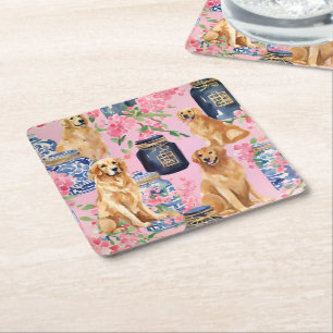 Palm Beach Golden Retrievers Ginger Jar Rechteckiger Pappuntersetzer