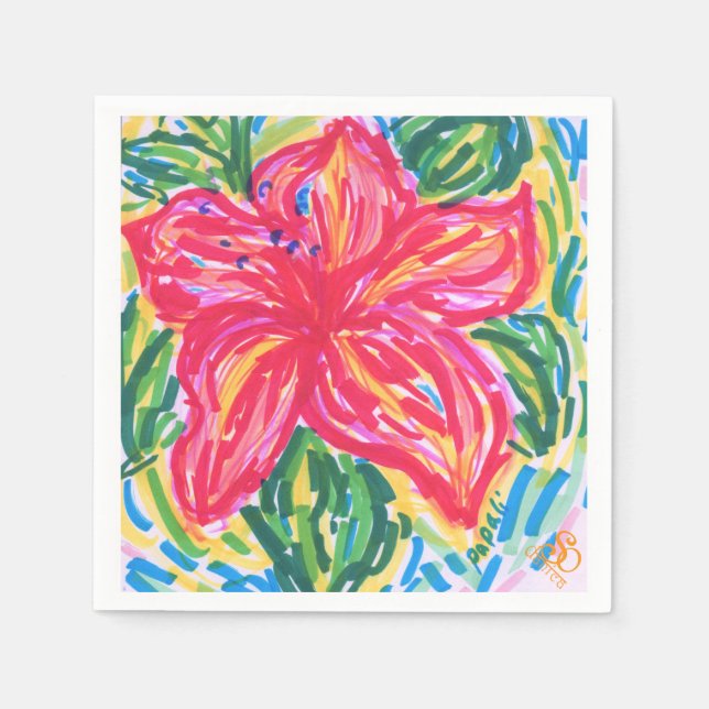 Palm Beach Hibiskus Serviette (Vorderseite)