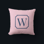 Palm Beach Pink Monogram Dorm Room Pillow  Kissen<br><div class="desc">Personalized Initial College Dorm Decor Add a bold preppy touch to your dorm room with this Preppy Pink monogram pillow, featuring a classic framed initial design on a pink background. The elegant serif monogram inside a decorative frame creates a timeless preppy look that fits perfectly with popular college dorm aesthetics....</div>