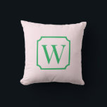 Palm Beach Pink Monogram Dorm Room Pillow  Kissen<br><div class="desc">Personalized Initial College Dorm Decor Add a bold preppy touch to your dorm room with this Preppy Pink monogram pillow, featuring a classic framed initial design on a pink background. The elegant serif monogram inside a decorative frame creates a timeless preppy look that fits perfectly with popular college dorm aesthetics....</div>