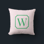 Palm Beach Pink Monogram Dorm Room Pillow  Kissen<br><div class="desc">Personalized Initial College Dorm Decor Add a bold preppy touch to your dorm room with this Preppy Pink monogram pillow, featuring a classic framed initial design on a pink background. The elegant serif monogram inside a decorative frame creates a timeless preppy look that fits perfectly with popular college dorm aesthetics....</div>