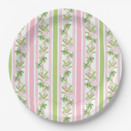 Palm Beach Pink Pool Loungers Pappteller