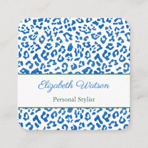 Palm Beach Preppy Blue Green Animal Print Stylist Quadratische Visitenkarte