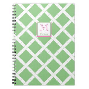 Palm Beach Preppy Green und Pink Bamboo Trellis Notizblock