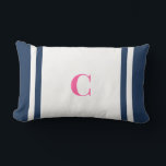 Palm Beach Preppy Monogram Lumbar Pillow Lendenkissen<br><div class="desc">Personalized Stripe Dorm Pillow | Custom Initial College Dorm Decor Elevate your space with this Palm Beach preppy monogram lumbar pillow, featuring bold coastal-inspired stripes and a personalized initial for a classic yet vibrant look. Designed with a clean center panel and colorful stripe accents, this pillow brings a polished preppy...</div>