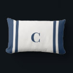 Palm Beach Preppy Monogram Lumbar Pillow Lendenkissen<br><div class="desc">Personalized Stripe Dorm Pillow | Custom Initial College Dorm Decor Elevate your space with this Palm Beach preppy monogram lumbar pillow, featuring bold coastal-inspired stripes and a personalized initial for a classic look. Designed with a clean center panel and navy stripe accents, this pillow brings a polished preppy feel to...</div>