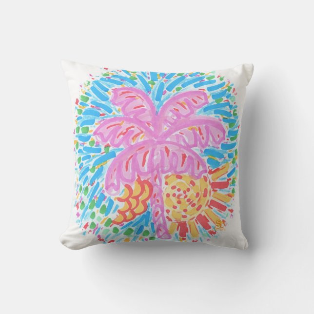 Palm Beach-rosa Bananen-Baum Kissen (Vorderseite)