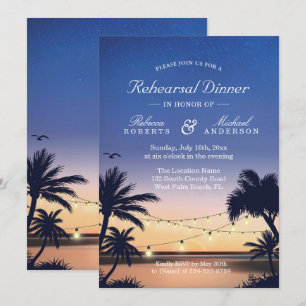 Palm Beach Sonnenuntergang Lichter Probe Abendesse Einladung